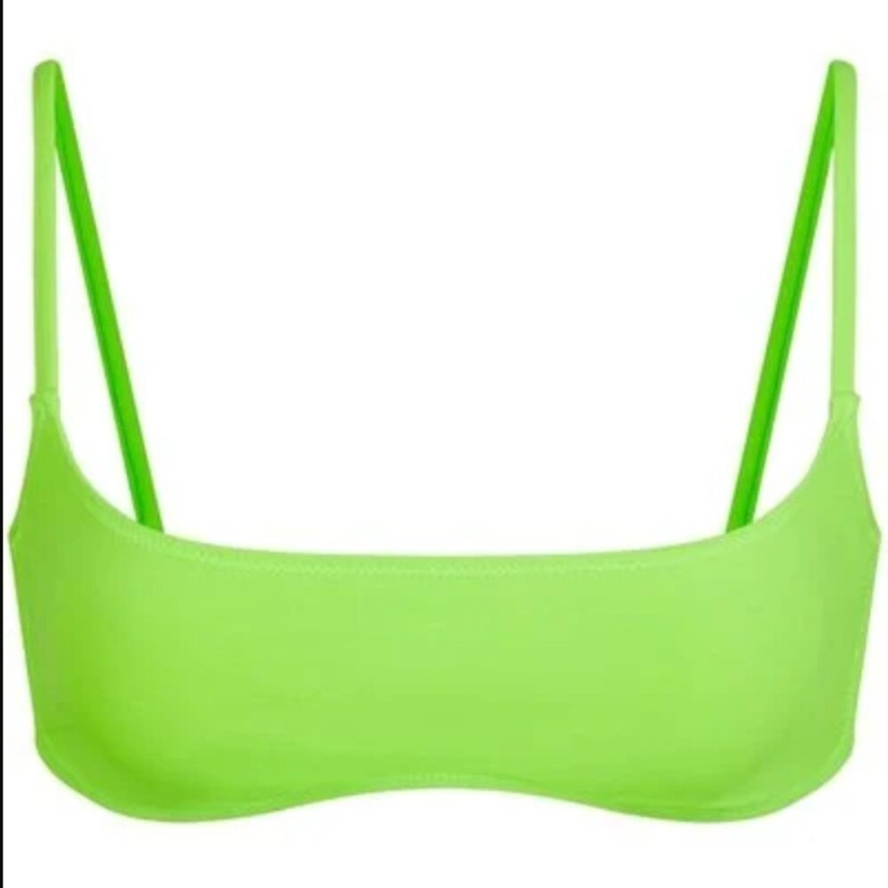 SKIMS Recycled Swim Micro Scoop Bikini Top Neon Green